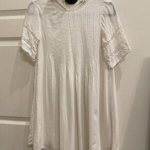 Aritzia Wilfred Sonore Mini  Dress Belted Flowy Lace Short Sleeve White XXS